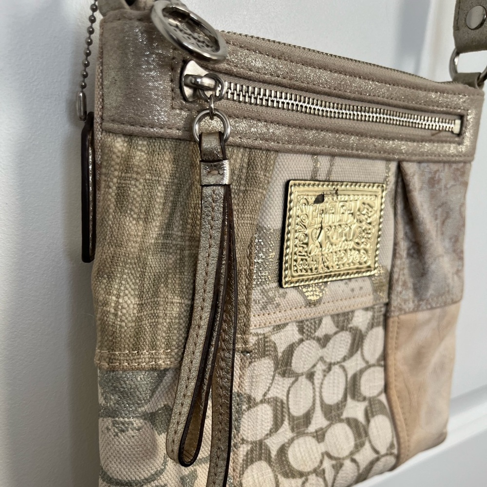 Coach Patchwork Signature Crossbody Bag in Beige, Gold, & Taupe, y2k - Picture 13 of 16